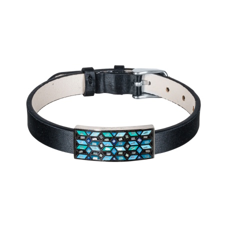 Браслет Fiore Luna, на кожаном черном ремешке, CB03209-1A S